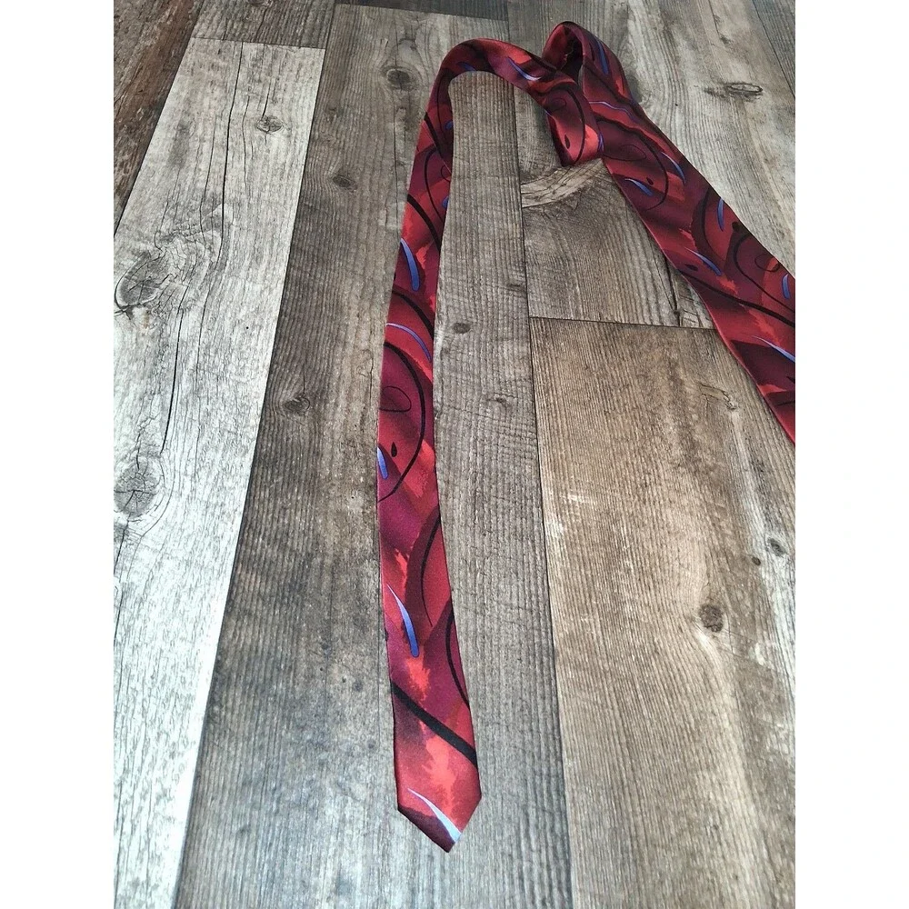 J Garcia Limited Edition Virtual Reality Ape Collection 45 Silk Tie Abstract Red